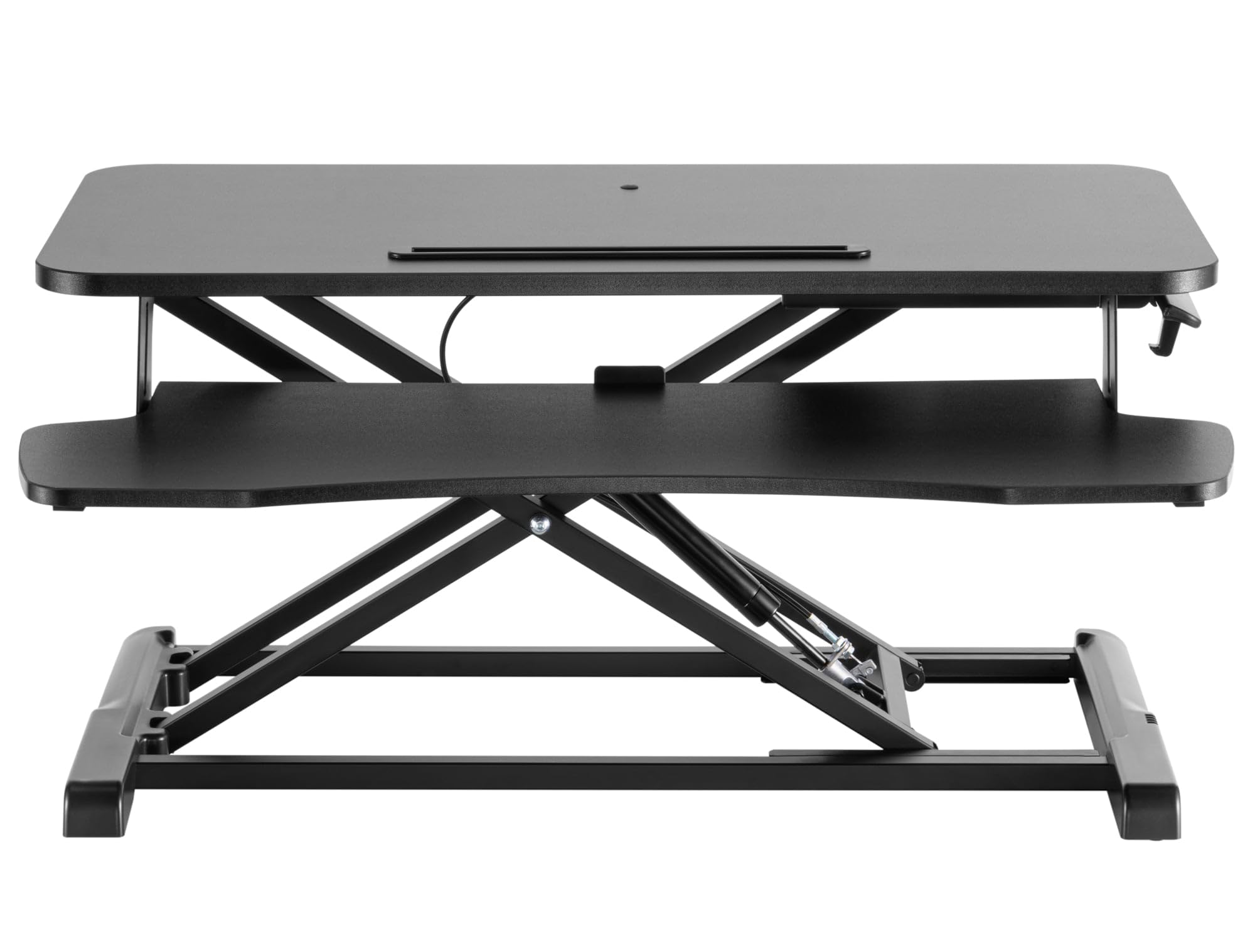 Techly 366877 Convertitore da Scrivania in Piedi Sit Stand con Molla a Gas e Vassoio Porta Tastiera Nero