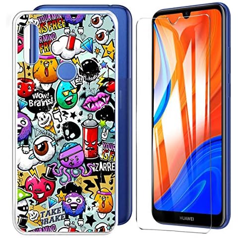 HYMY Cover for Huawei Y6S 2020 Luminous Case + Tempered Glass - Lovely Soft Silicone TPU Protective Cover for Huawei Y6 2020 (6.09") -XS40 Cover