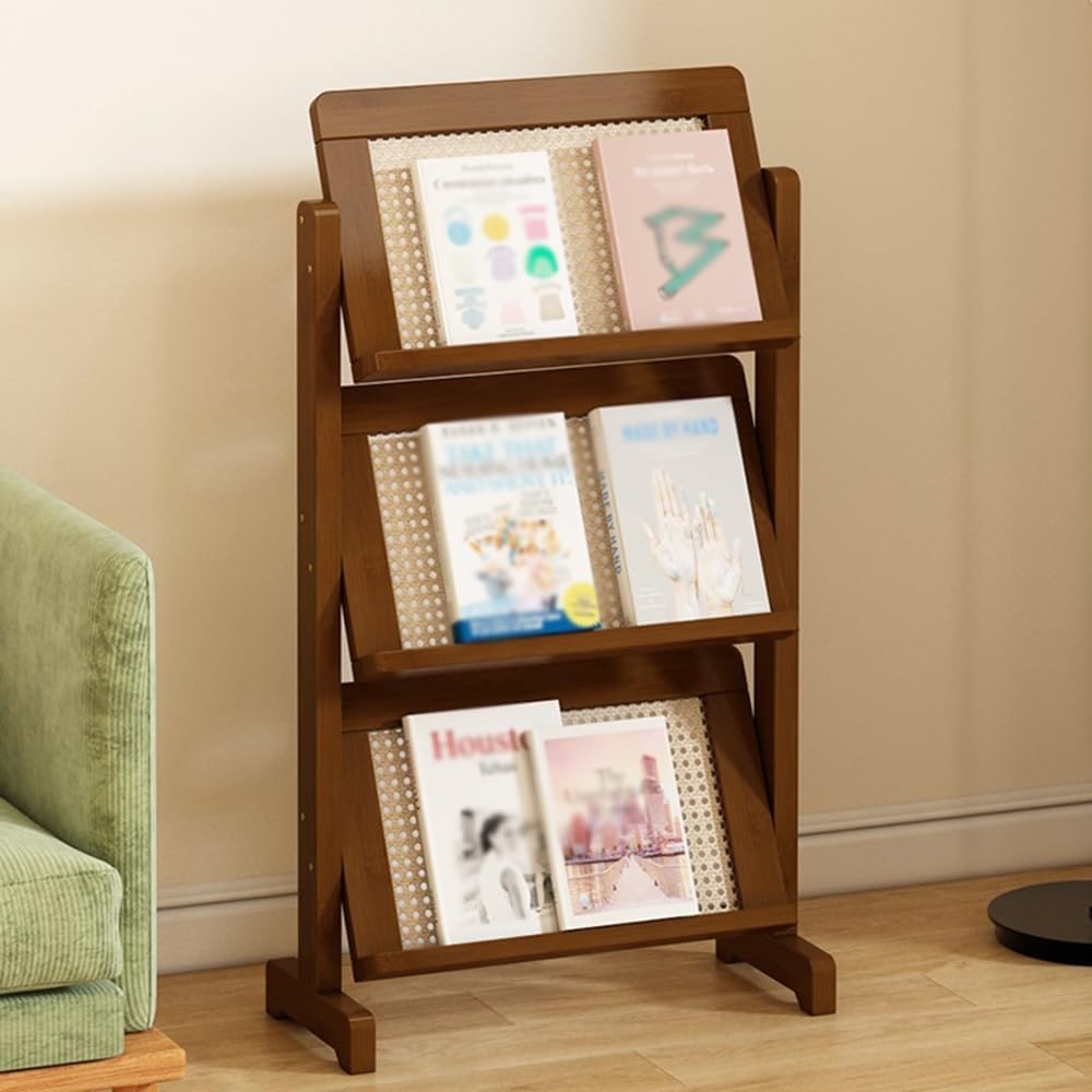 Newspaper Display Rack Office Bookshelf Floor Newspaper Rack Home Living Room Simple Narrow Small Bookshelf Multi-Layer Storage Display Rack Floor-Standing Magazine Rack(Small)