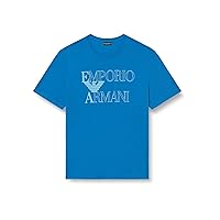 EMPORIO ARMANI T-Shirt Girocollo da Uomo con Logo audace, Blu