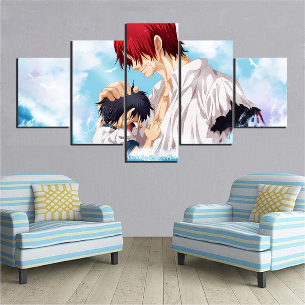 買取 キャンバスプリントポスターホームデコレーション5パネルアニメーションワンピース絵画ウォールアート写真リビングルームモジュラーフレームワーク