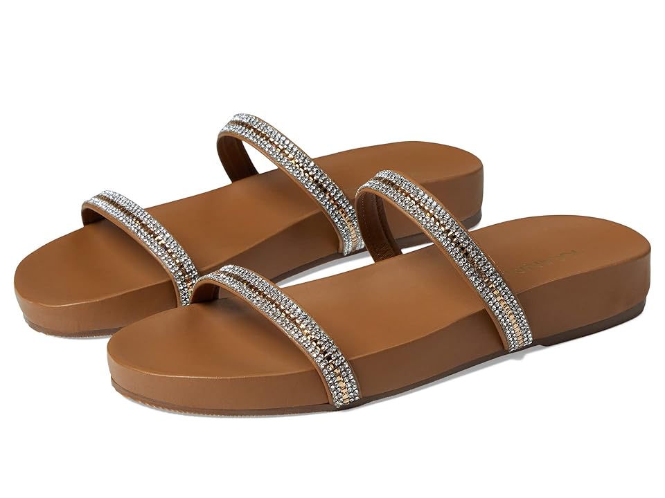 KAANAS Alanis Double Diamond Band Pool Slide (Bronze) Women's Shoes INTERNATIONAL SHIPPING