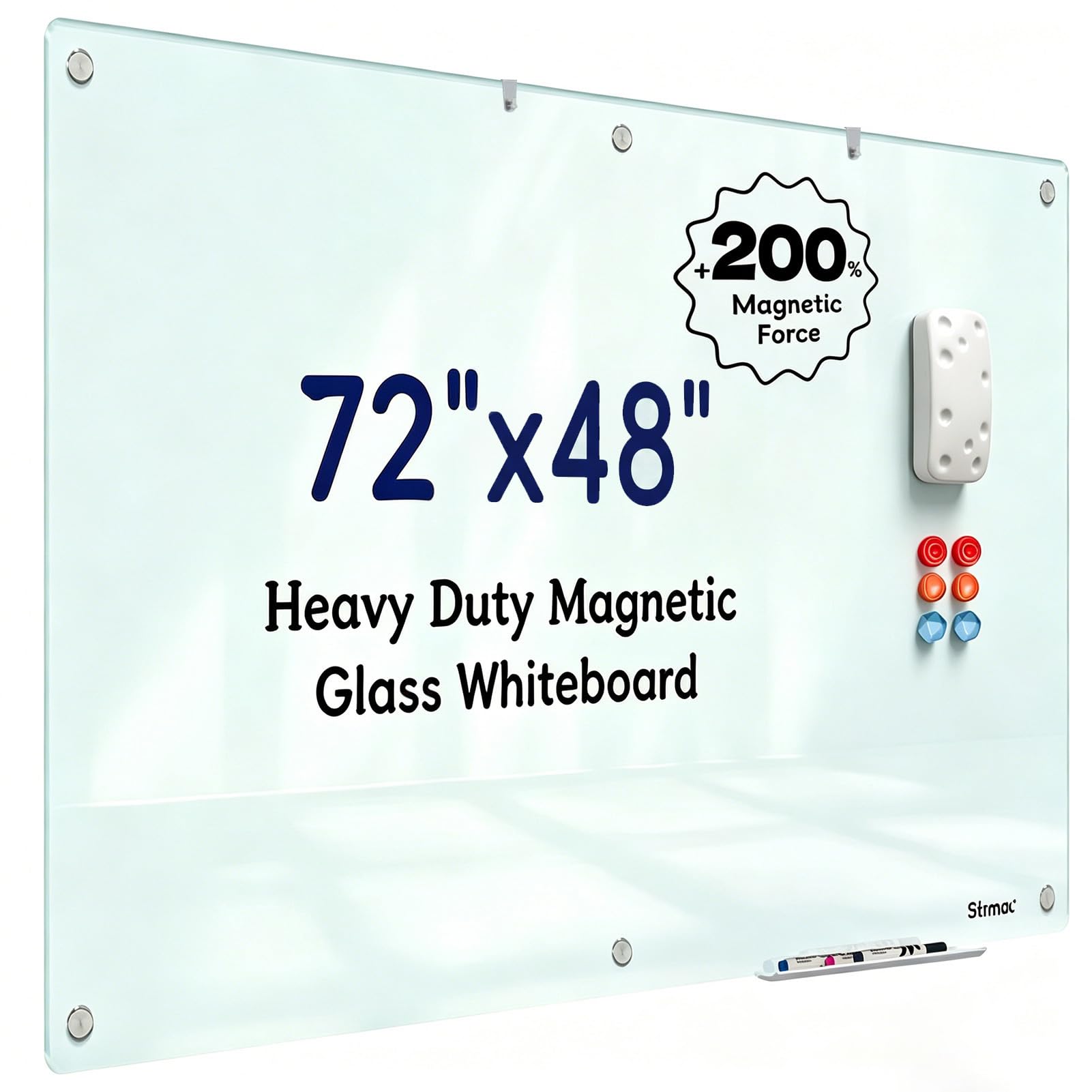 Photo 1 of STRMAC Magnetic Glass Dry Erase Board - 72" x 48"