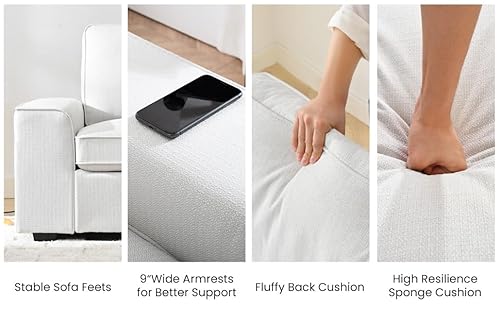 Hallybee 88.58 Inch Sofas For Living Room Linen White Couch With Extra Deep Seat And Thickened Cushion Comfy Modern Couches For Living Room Apartment Bedroom Office thumb #3