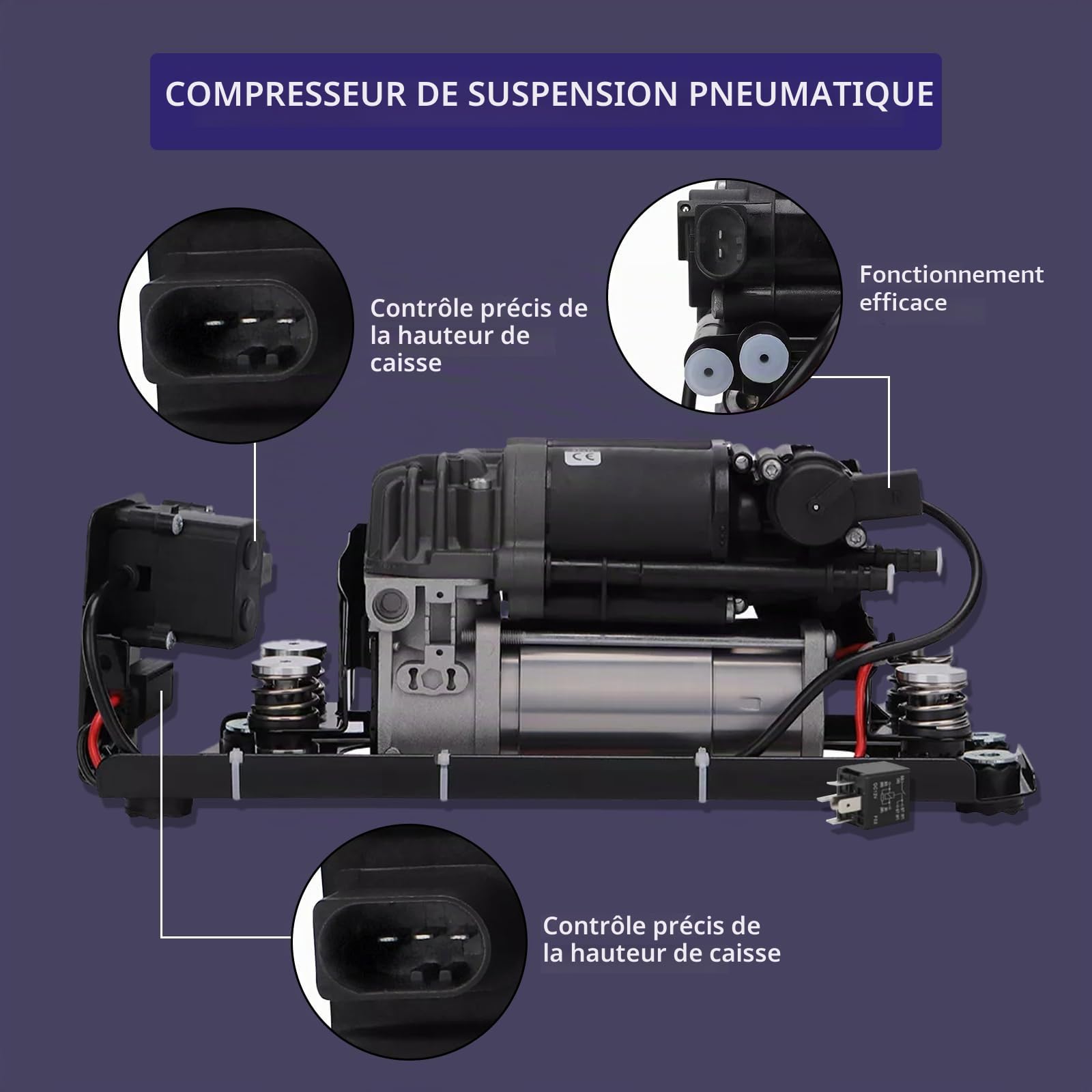 Électrovanne de Pompe de Compresseur de Suspension Pneumatique Compatible avec BM-W Série 5 Gran Turismo 2009-2016, BM-W série 5 Touring 2009, BM-W série 7 2008-2015, Remplacement pour 37206789450