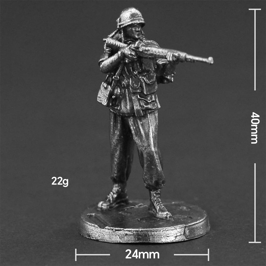 Figuras de soldados en miniatura del ejército estadounidense de latón blanco macizo – Juego de coleccionistas militares (8 piezas)