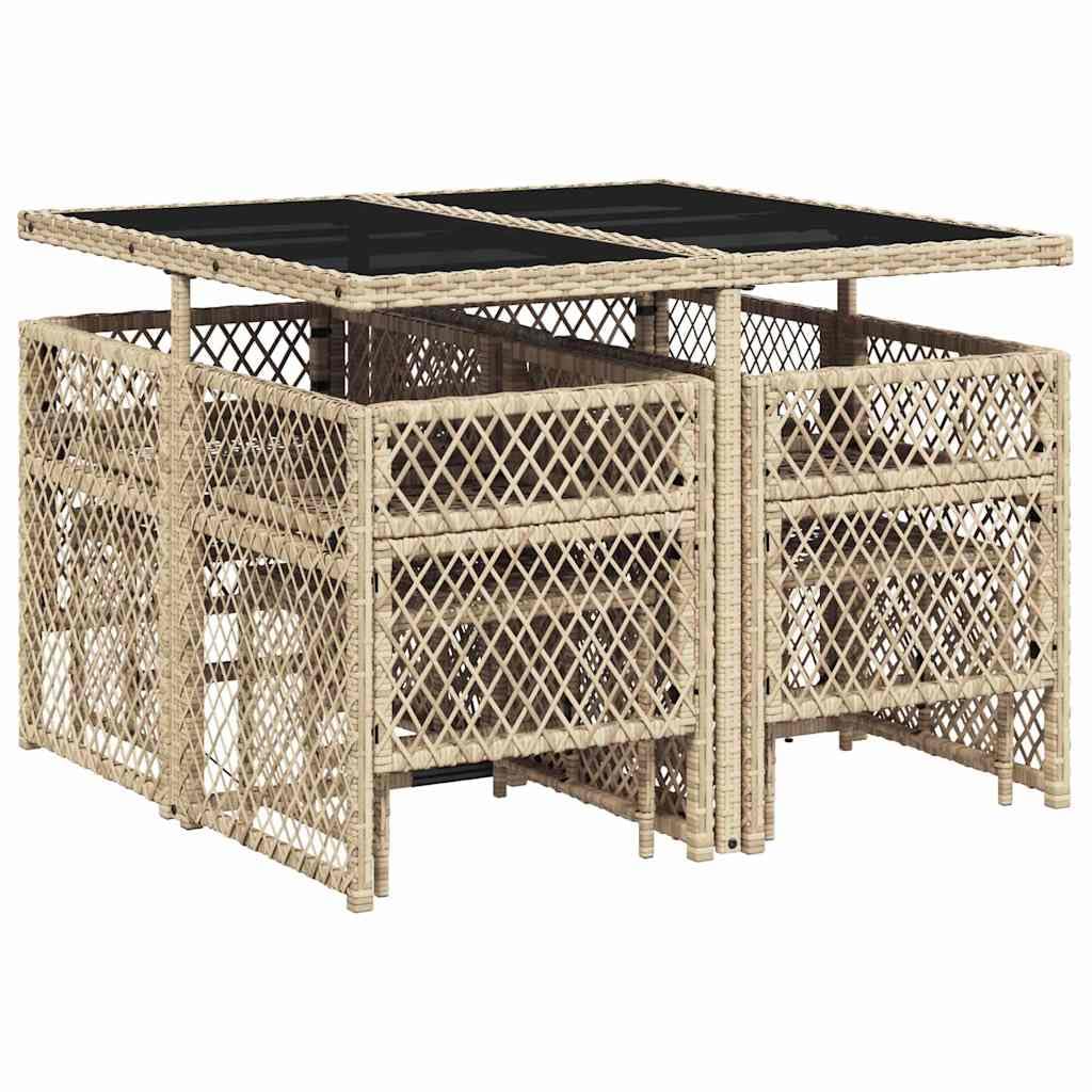 vidaXL Ensemble à Manger de Jardin 9 pcs avec Coussins Beige Poly Rotin - Mobilier d'Extérieur