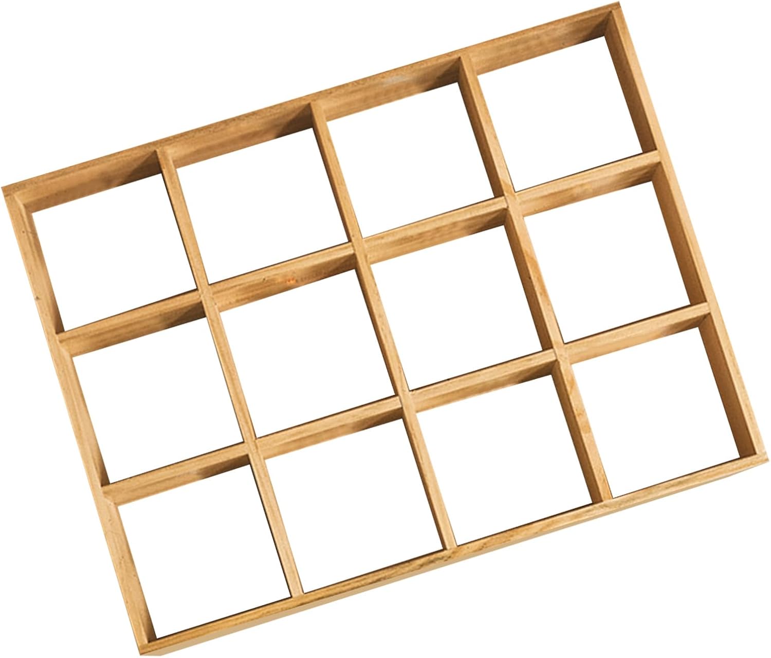 Zerodis Organizers Wood Shadow Box 12 Slot Wood Display Cabinet Mini Figures Cubby Box Display Shelf Organizer Storage Freestanding Shelves for Bathroom Bedroom Wooden Trinket (Without Back Plate)