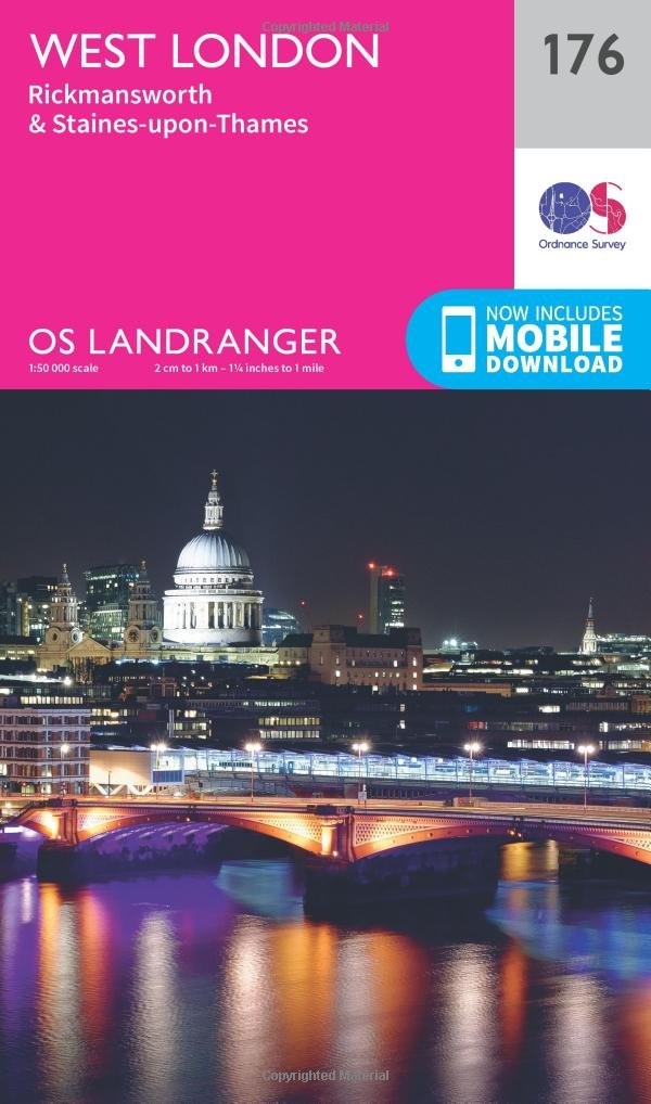 West London Map | Rickmansworth & Staines-upon-Thames | Ordnance Survey | OS Landranger Map 176 | England | Walks | Cycling | Days Out | Maps | Adventure Map – Folded Map, 24 Feb. 2016