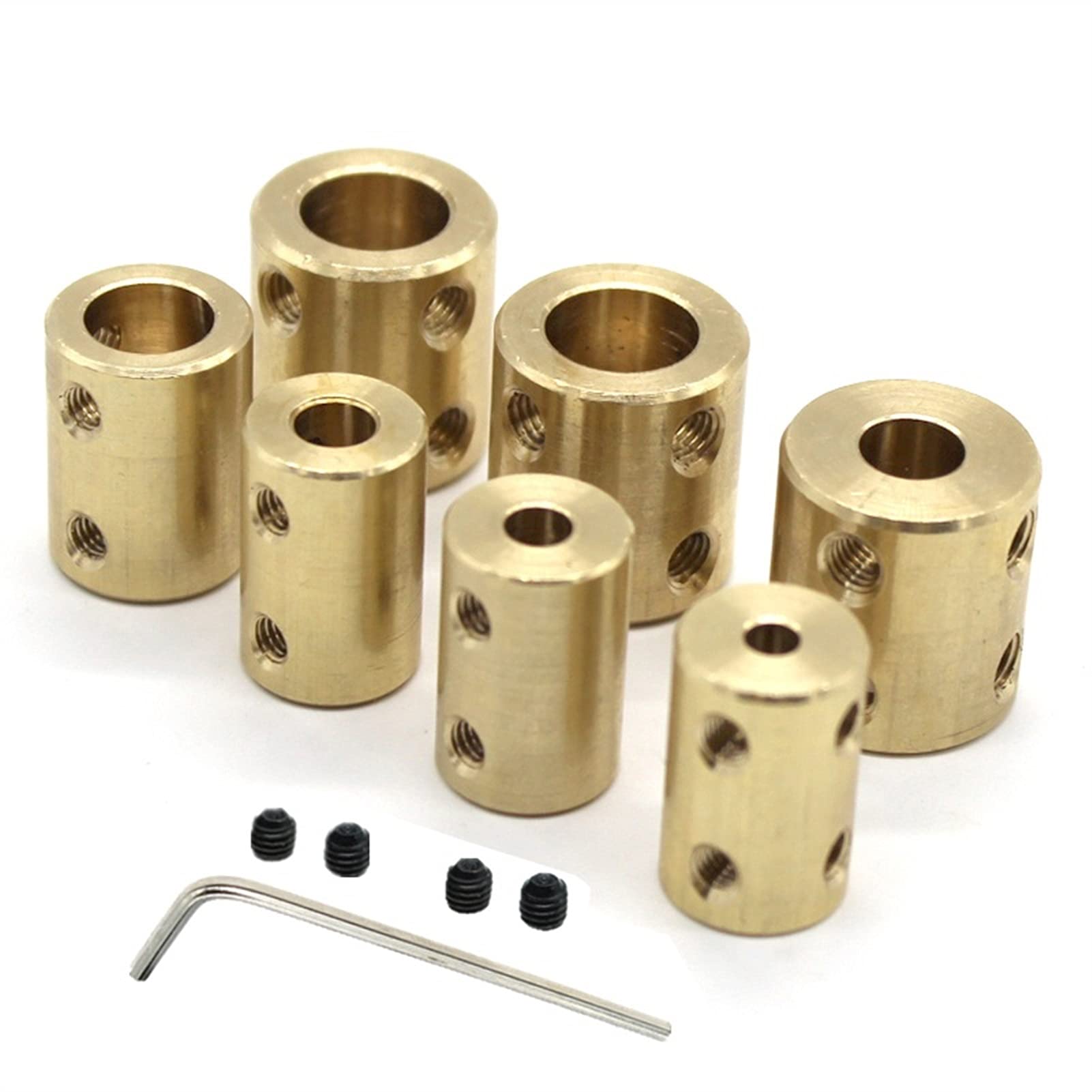 WAAZVXS Coupler 4mm/5mm/6mm/8mm/10mm/12mm Copper Rigid Coupling for Motor Connector Shaft Sleeve (Inner Diameter : 7x7mm)