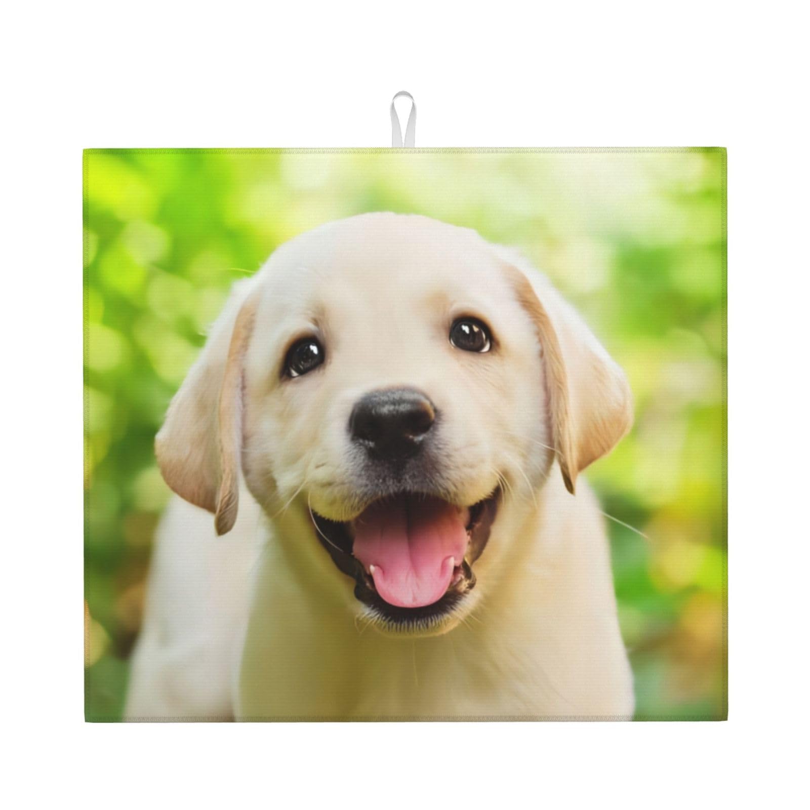 YYHWHJDE Funny Labrador Puppy Dog Prints Kitchen Drying Mat – Absorbent Microfiber Throw for Dishes, Non-Slip Counter Layer with Vibrant Fade-Resistant Print, Ideal for Appliance Protection