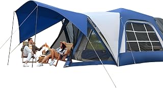 2in1 6-Person Huge SUV Tent Car Tailgate Tent with Porch, 10' x 10' Tent Attachment to SUV Car with 6' x 7' Screen Room Vestibule Awning Porch