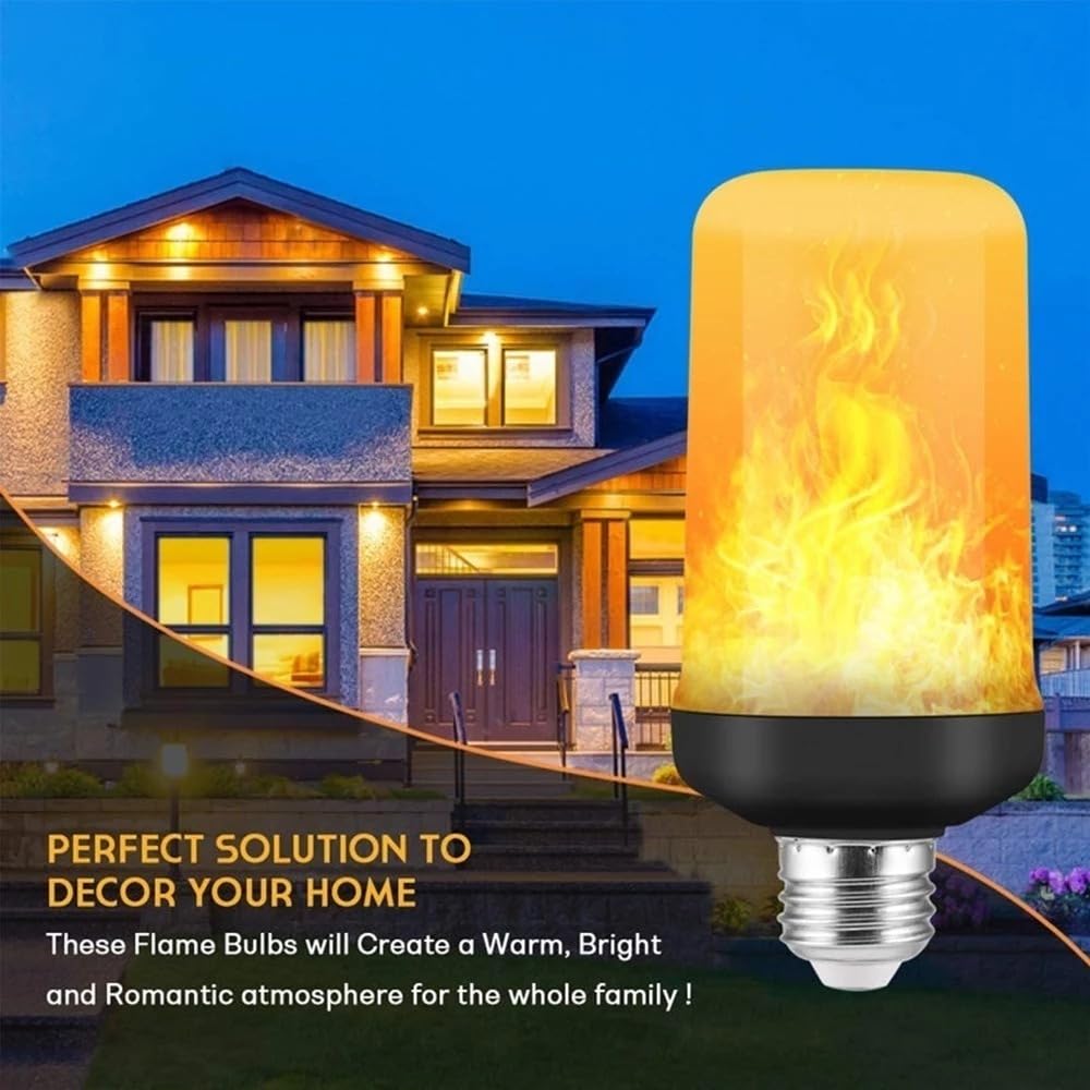 JZ LED Bombilla de llama,E27 Standard Base Flame Bulb,5W Flame Bulb Party Bulb Lights,Upside Down Effect,Energy Efficient Flaming Fire Lights for Indoor/Outdoor Use (8 PCS)