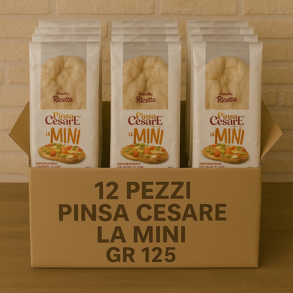 Pinsa Cesare Mini – 12 Basi da 125g – Morbida Dentro e Croccante Fuori – Senza Conservanti – Ideale per Finger Food, Aperitivi, Monoporzione – Pronta in 5 Minuti