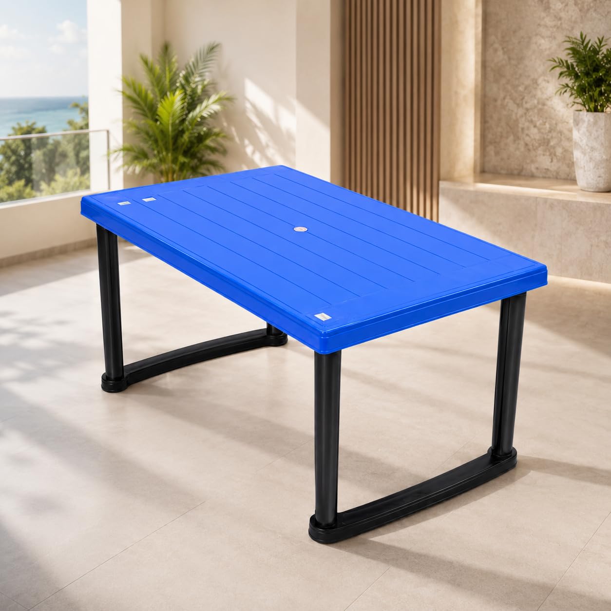Melody Plastic Dining Table & Chair Rectangular Table for Home Cafe Restaurant Dining Use Blue Pack of 1-image-3