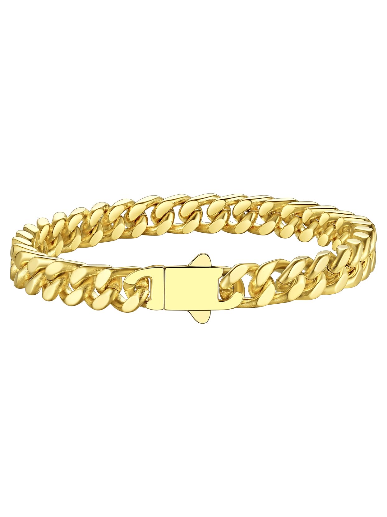 Richsteel Richsteel Pulsera Cadena Cubana Hombre Acero Inoxidable 5mm/7mm/9mm/12mm Ancho Pulseras Cubanas Cadenas Eslabones con Cierre de Presión Joyas de Hombres Mujeres 19cm/21cm/23cm Recycled Claim Standard 100