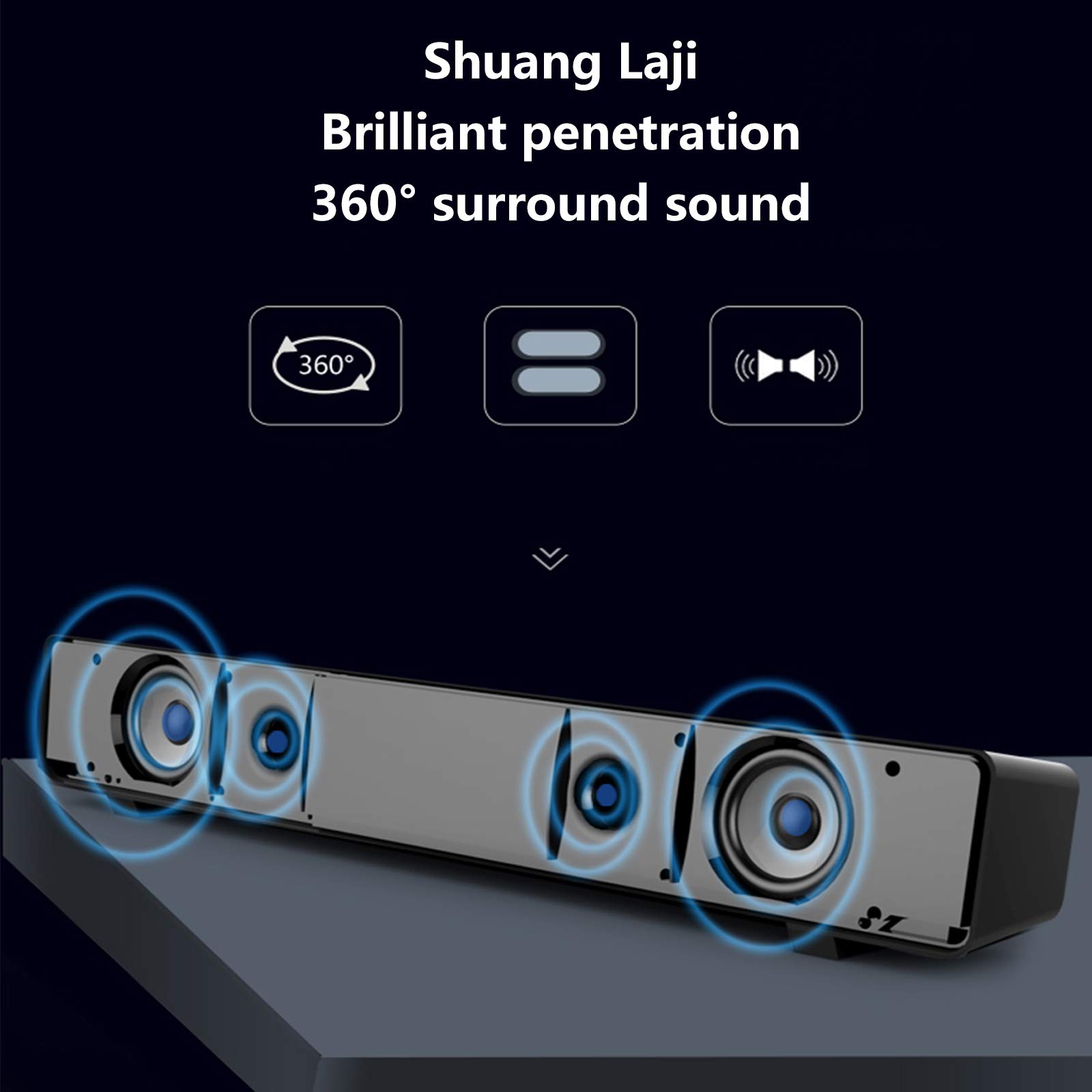 PC Altavoz Barra de Sonido 2.0 Canales para TV, Mini Soundbar Portátil Bluetooth 4.2 (Soporte Conexiones Óptico/RCA/Coaxiales/DSP) Subwoofer Inalámbrico,Blanco