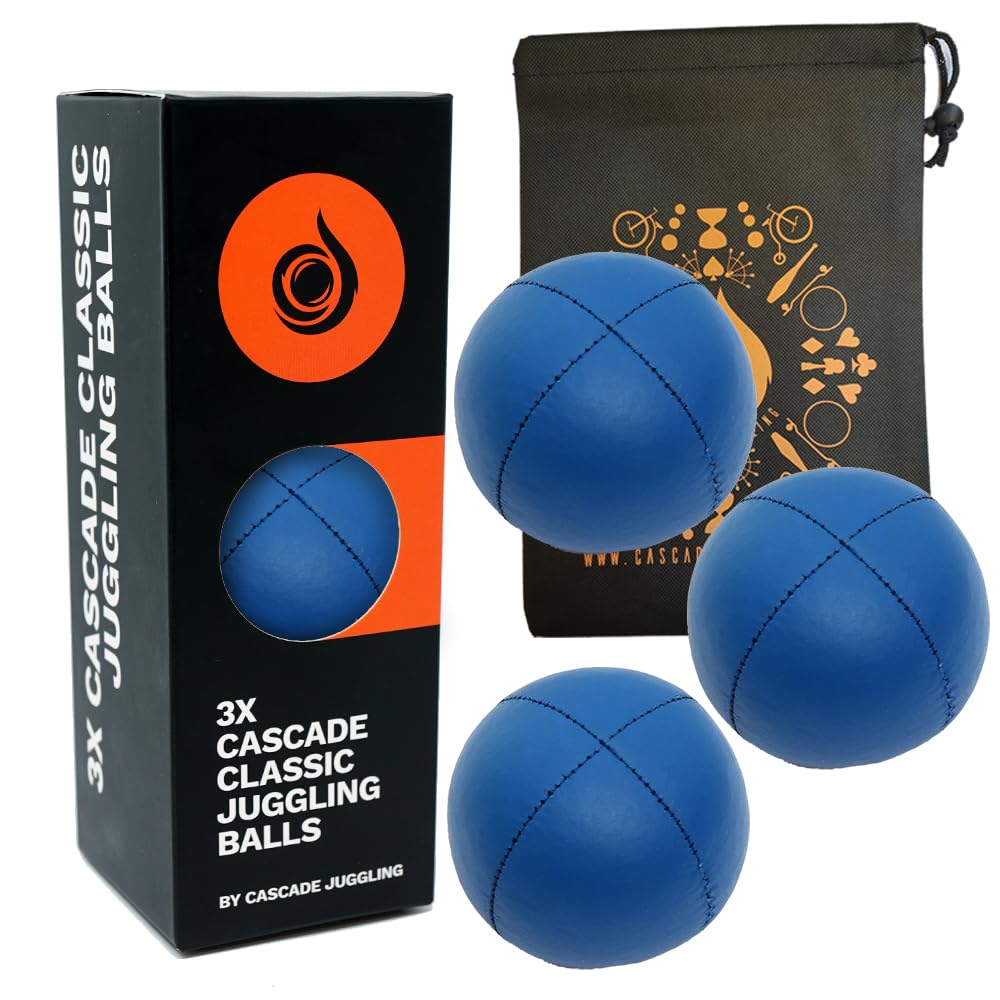 Cascade Juggling 3 x Pro 115g Cascade Classic Juggling Balls - Thud Juggling Balls & Bag - Set of 3 Juggling Balls (Blue)