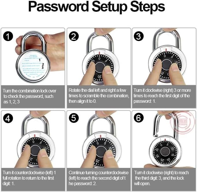 Miniatura 7 de Candado de combinación, cerradura de combinación para casilleros de gimnasio, cerradura para armarios de gimnasio y escuela, caja fuerte, tocadiscos