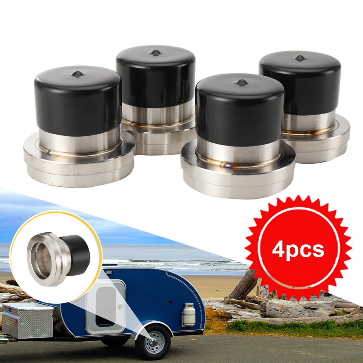 SOFEDY 4pcs Trailer Bearing Dust Cap 2.72 Inch Trailer Bearing Protectors, Wheel Hub Bearing Buddies Center Caps Protector Trailer Axle Dust Cap for Boat RV