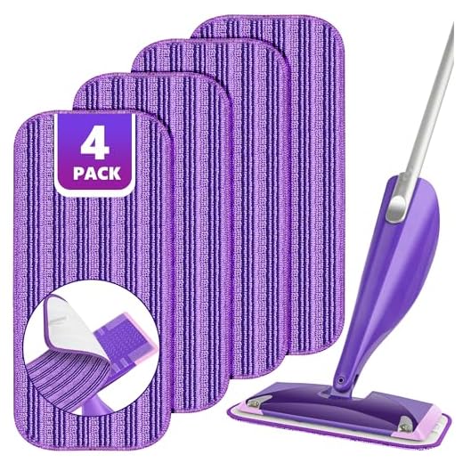 Reusable Mop Pads Compatible with Swiffer Wet Jet, Wet Jet Pads Refills for Swiffer Mop, Microfiber Replacement Pads for Hardwood Floor Cleaning, Dry Wet Mopping Cloths for 12" Wet Jet Refill, 4 Pack