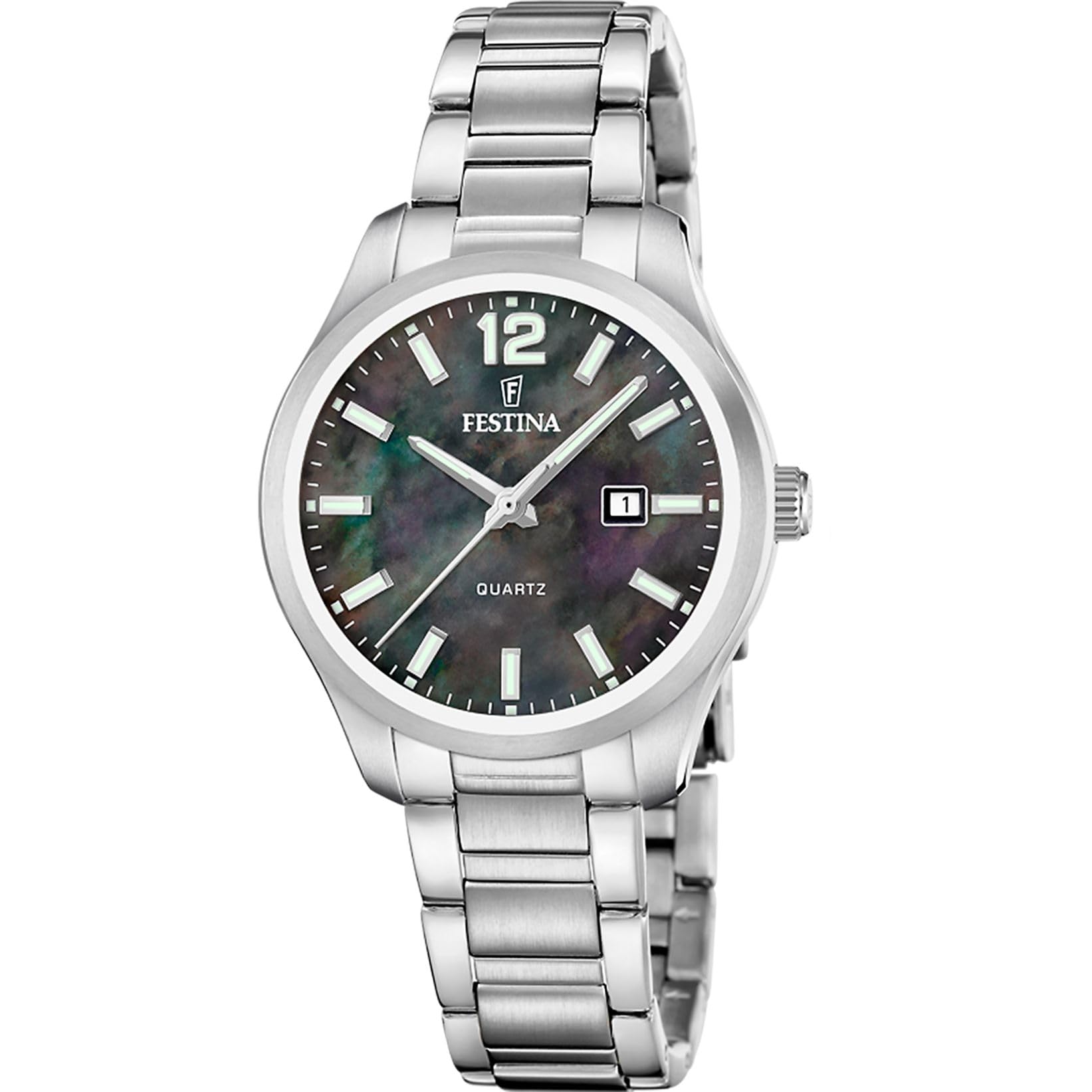 Festina Orologio Donna Analogico in Acciaio Inossidabile 316l Argentato | Movimento al Quarzo, Vetro Minerale ad Alta Resistenza, Impermeabile 5 ATM, Calendario F20737/7