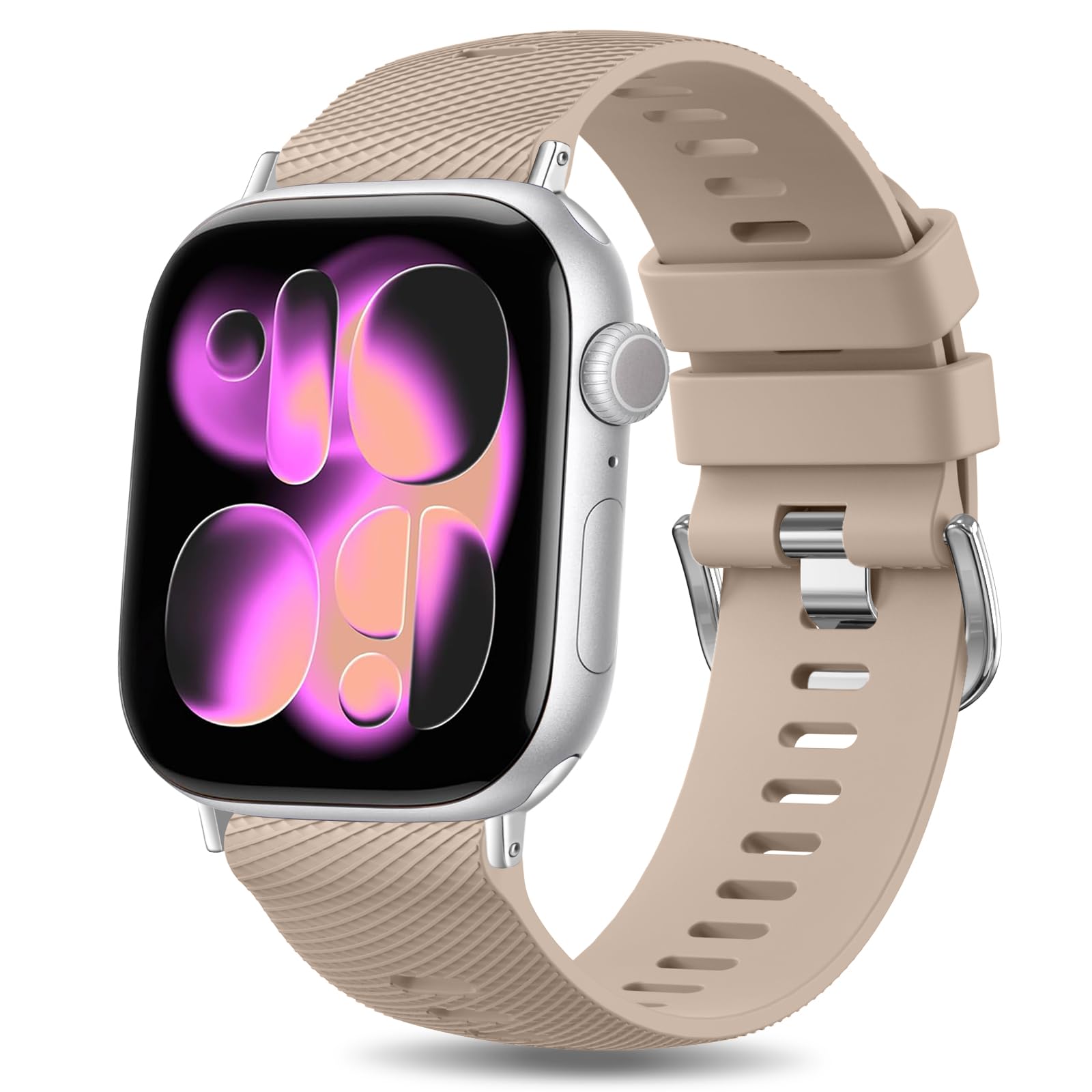 Strap for Apple Watch Straps 38mm 40mm 41mm 42mm, Silicone Replacement Sport Band for iWatch Series 11 10 9 8 7 6 5 4 3 2 1 SE Ultra, iwatch Strap Women Men Milk Tea
