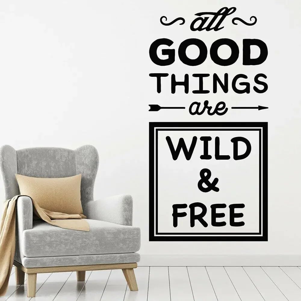 Office Room Vinyl Wall Decal Inspiring Words Quote Window Sticker Wild and Free Stickers Mural Home Bedroom Wallpaper 82X42CM