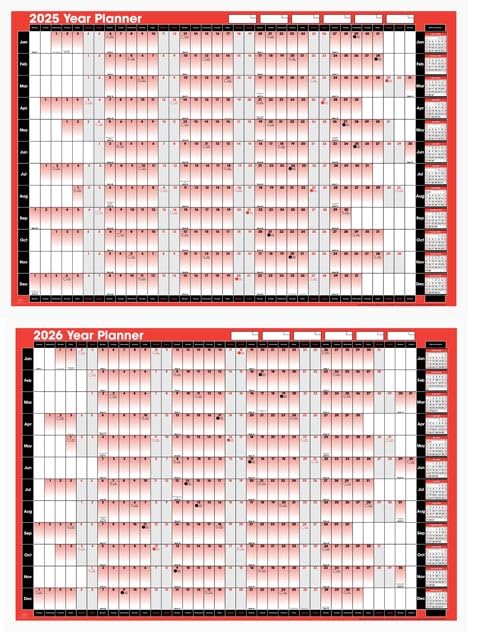 2025 & 2026 Wall Planner Double Sided A1 Holiday Planner Calendar Pen Stickers