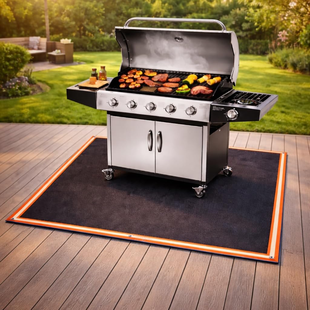 XL Mata przeciwpożarowa z siedzibą w USA, ognioodporna mata pod grill, ochrona tarasu, 170 x 152 cm, do paleniska, trawy, patio, trawnika, kempingu, maty do grilla, ognioodporna mata