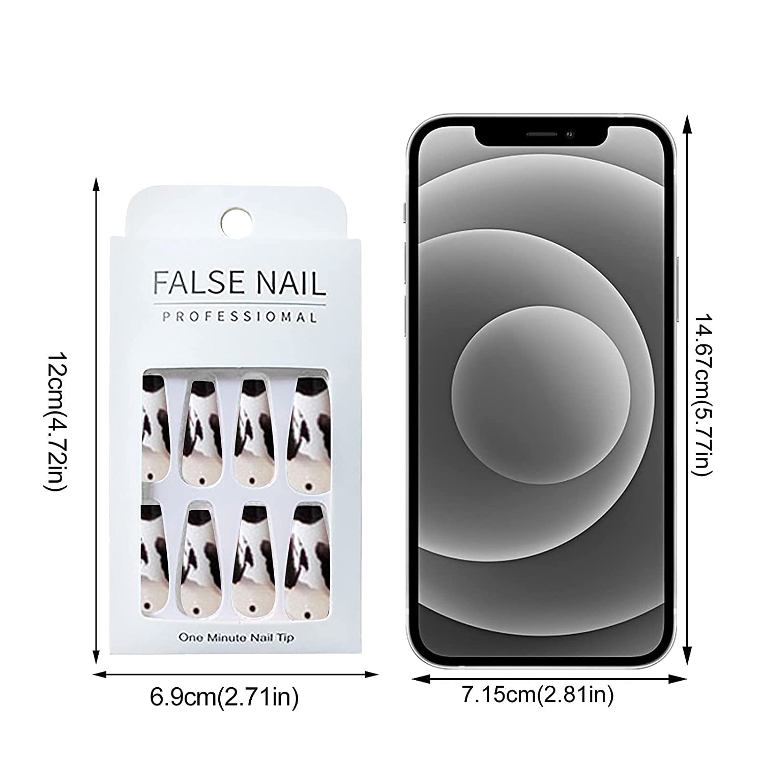 Press on Nails Professinal False Nail Kit -3D French Long Press on Nails Glänzende Kunstnägel Full Cover Ballerina Nails Tips for Women and Girls Gift (Color : F)