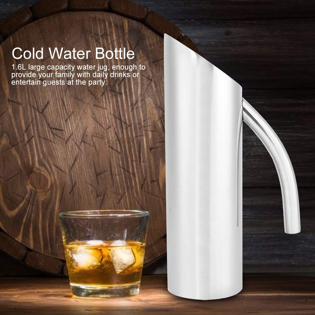 Jarra De Agua Plateada De 1,6 L, Jarra De Bebida Fría, Jarra De Agua Grande De Acero Inoxidable, Jarra De Agua Fría, Bebidas, Tarro, Bebidas, Cerveza Fría, Recipiente De Té Helado Para El Hogar, Bar,