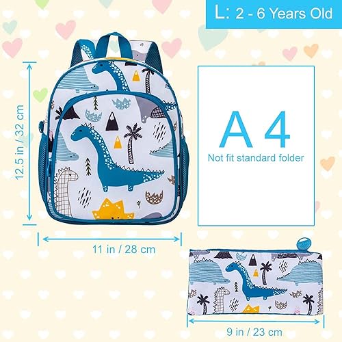 Miniatura 3 de AGSDON Mochila infantil para niñas y niños, mochila preescolar de 13 pulgadas para niños, Dinosaurio blanco 01, Mochila
