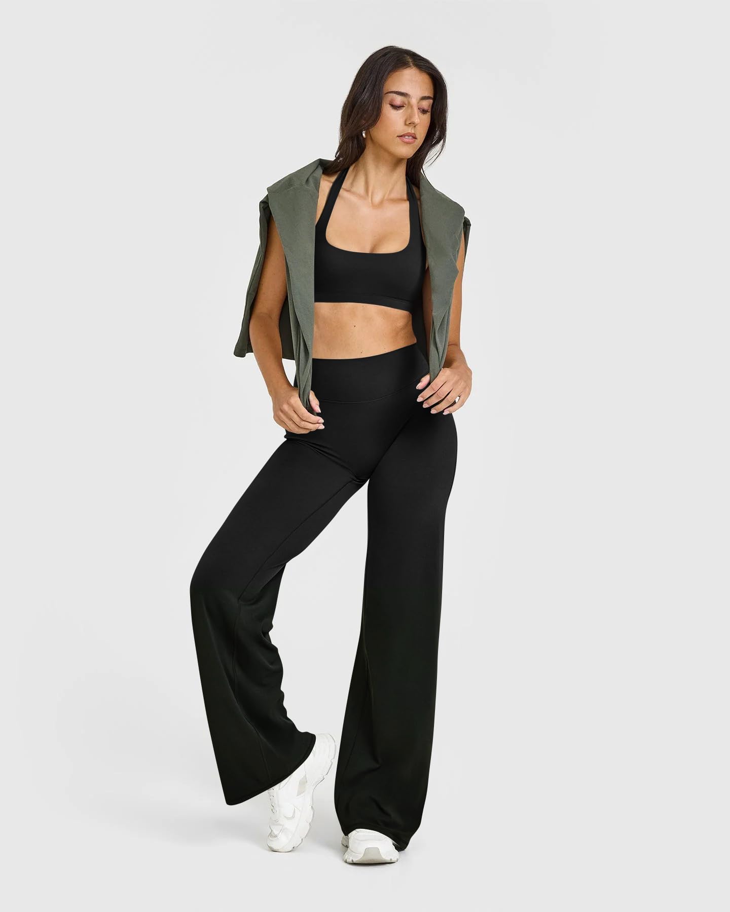 OQQ Yoga Pants Women High Waist Stretch Casual Soft Straight Leg Bottoms
