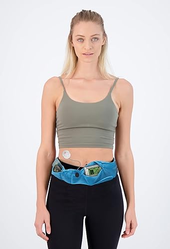 Vista 6 de Athlé - Cinturón de bomba de insulina, 2 bolsillos elásticos para bomba de insulina, Epipen, teléfono, cartera, tarjetas y más, correa de cintura