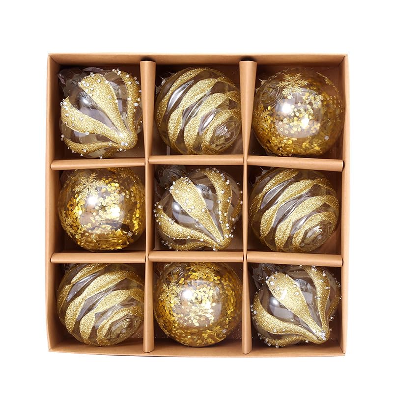 Bola Decorativa, Bolas Navideñas De Champán 9 Bolas Navideñas De 8 cm Bolas De Color Bolas Navideñas Decoración De árboles Navideños Colgantes árboles Navideños Decoración (Dorado)
