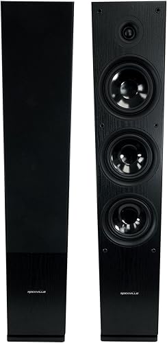 Rockville (2) RockTower 64B - Altavoces de torre de audio para el hogar, color negro, pasivo, 4 ohmios