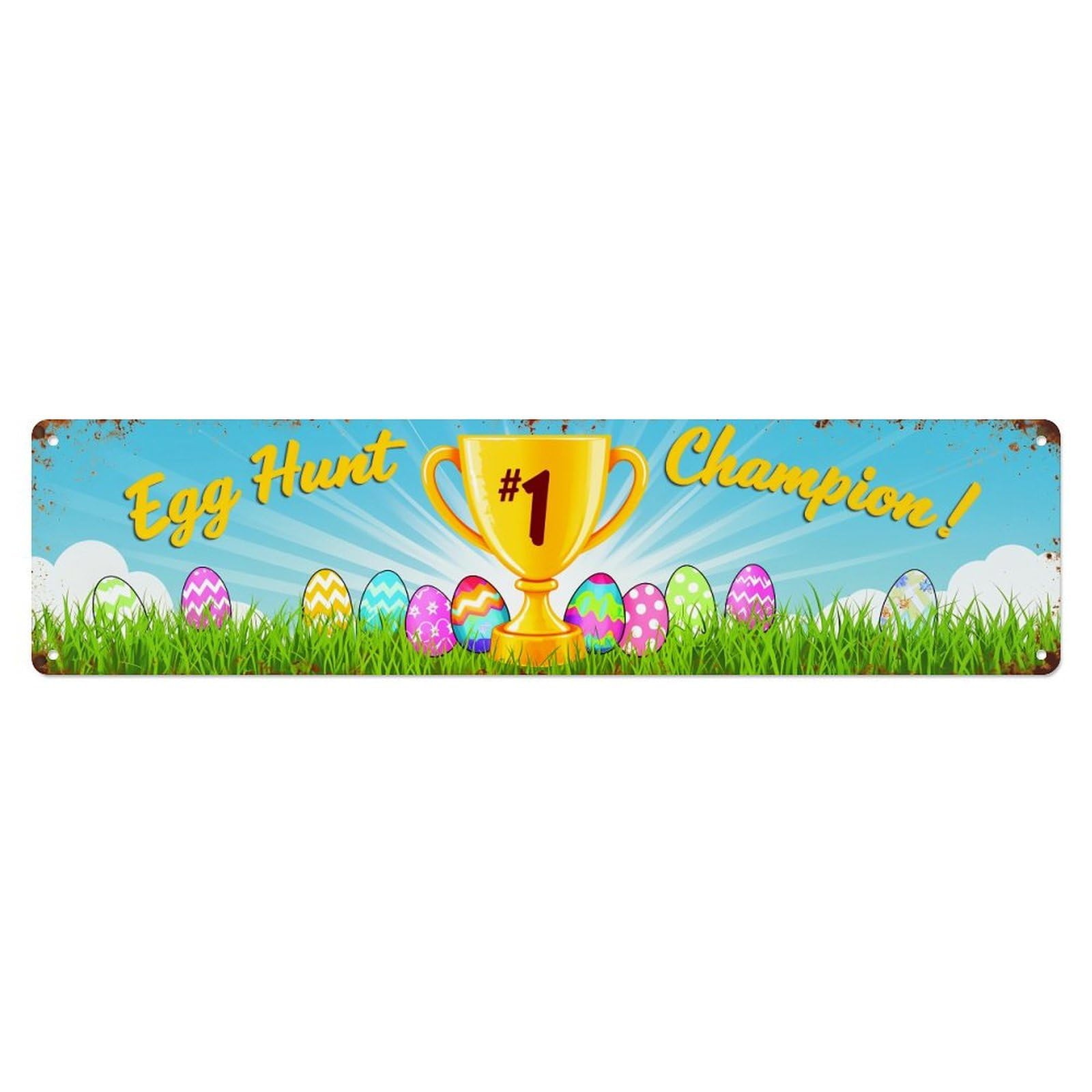 Egg Hunt Champion Trophy Design Metal Tin Sign Plaque