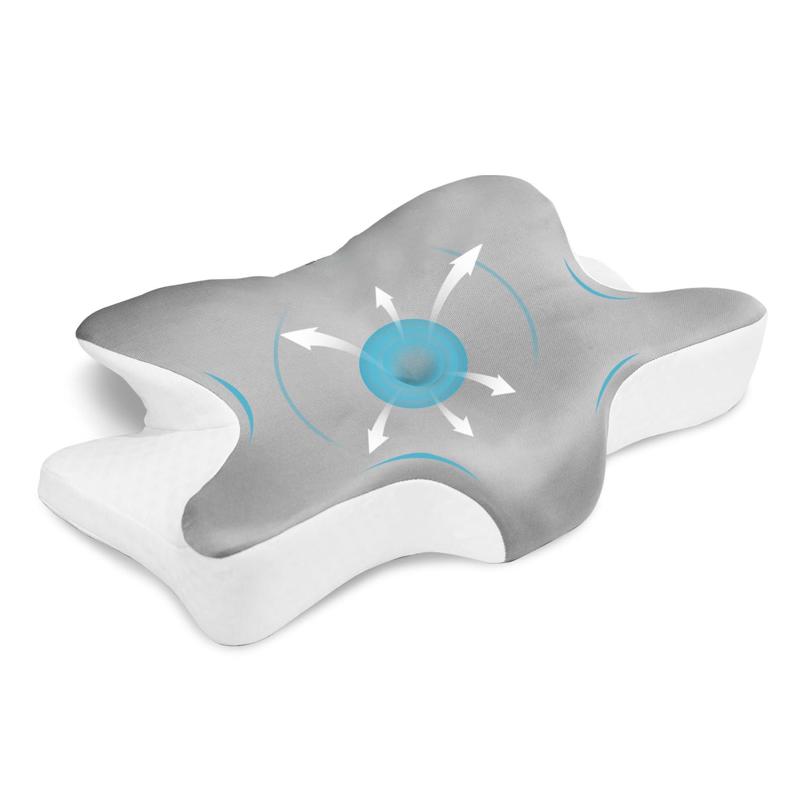 WELLGIVER Cervical Butterfly Pillow | Orthopedic Memory Foam for Neck & Shoulder Pain | Ergonomic Contour Design | Dual Height Support | Side Sleeper Pillow with Arm Rest - Pack of 1 — Amazon image 6