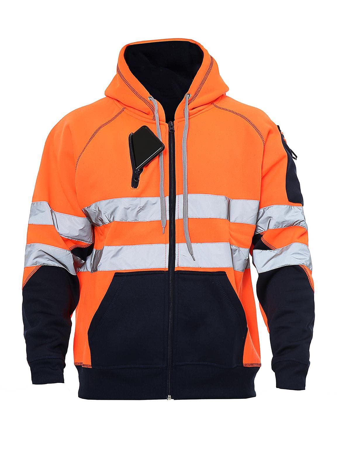 Janisramone – Sweat à capuche polaire réfléchissant haute visibilité pour homme et garçon