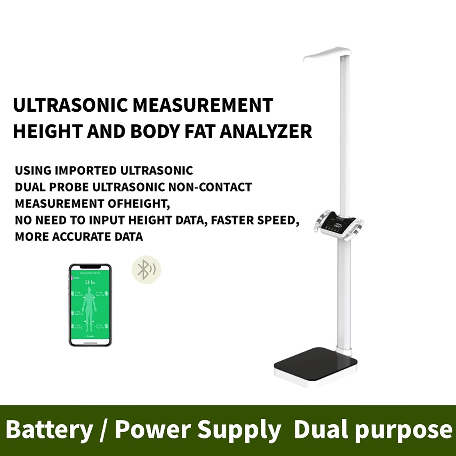 Báscula Médica Profesional, Analizador De Grasa Corporal Multifuncional con Pantalla Táctil Led, Conexión Bluetooth Inteligente Y Rango De Peso De 3 A 200 Kg, B