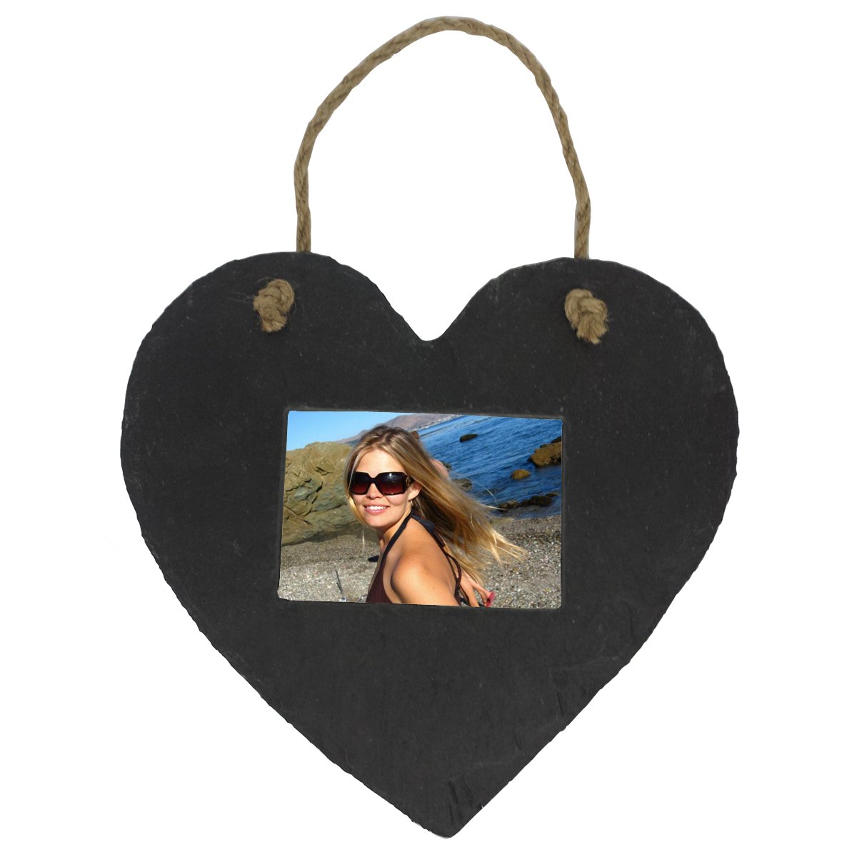Slate Hanging Heart Picture Frame 25x20cm