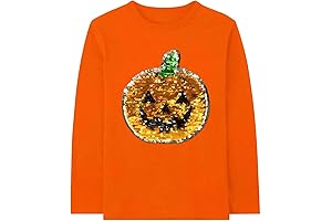 Toddler Girl Unicorn Pumpkin Halloween T-Shirt Long Sleeve Little Kids Flip Sequin Tops