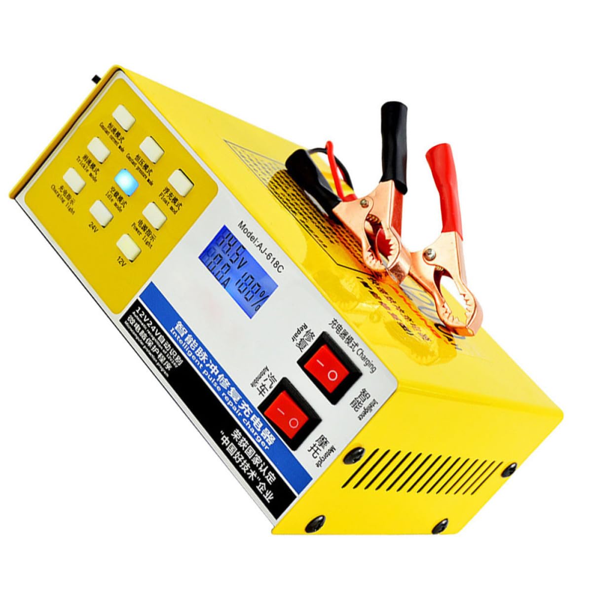 MAGICLULU Caricabatteria Automatico 12v-12a 24v-10a per Batteria Auto e Moto, Caricatore Intelligente Metallo 220w Funzione di Riparazione a Impulsi e Spegnimento Automatico
