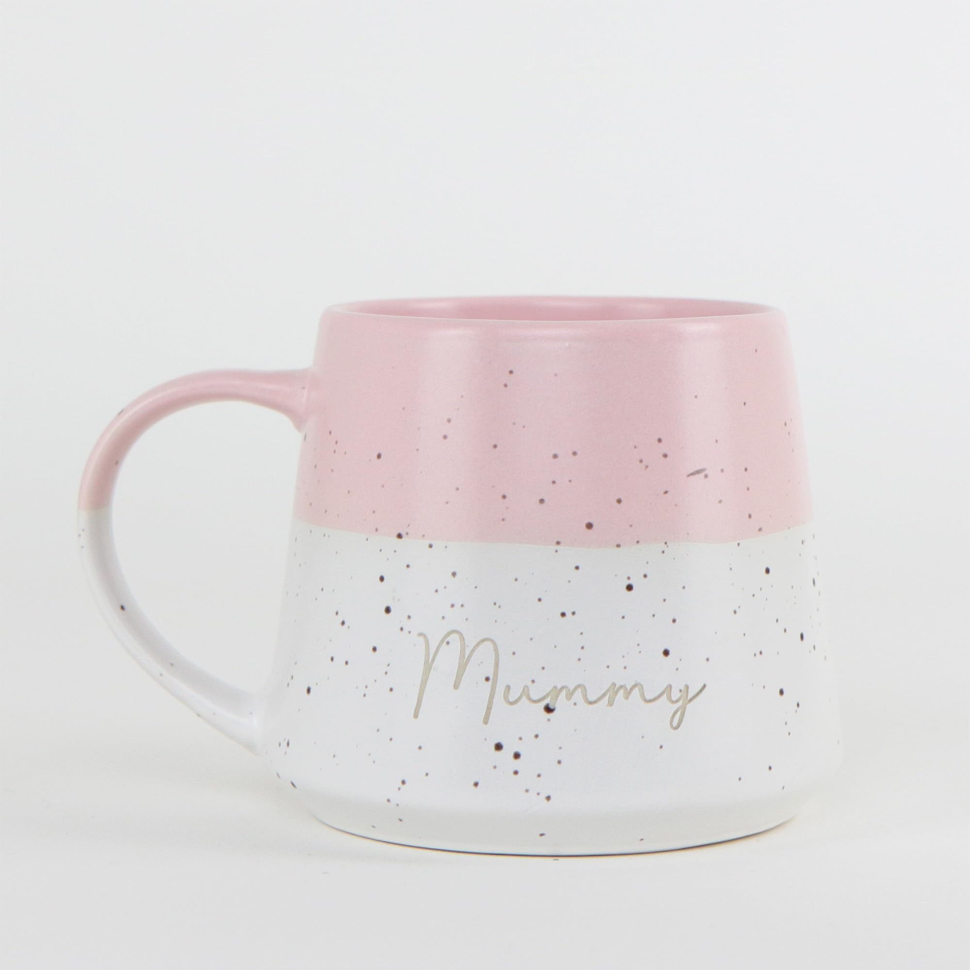 Personalised Two-Tone Ceramic Coffee Mug, 370ml Stoneware, Laser Engraved Names, Speckled Dipped Design, Microwave and Dishwasher Safe, Perfect for Family Gifts (Dusty Pink)