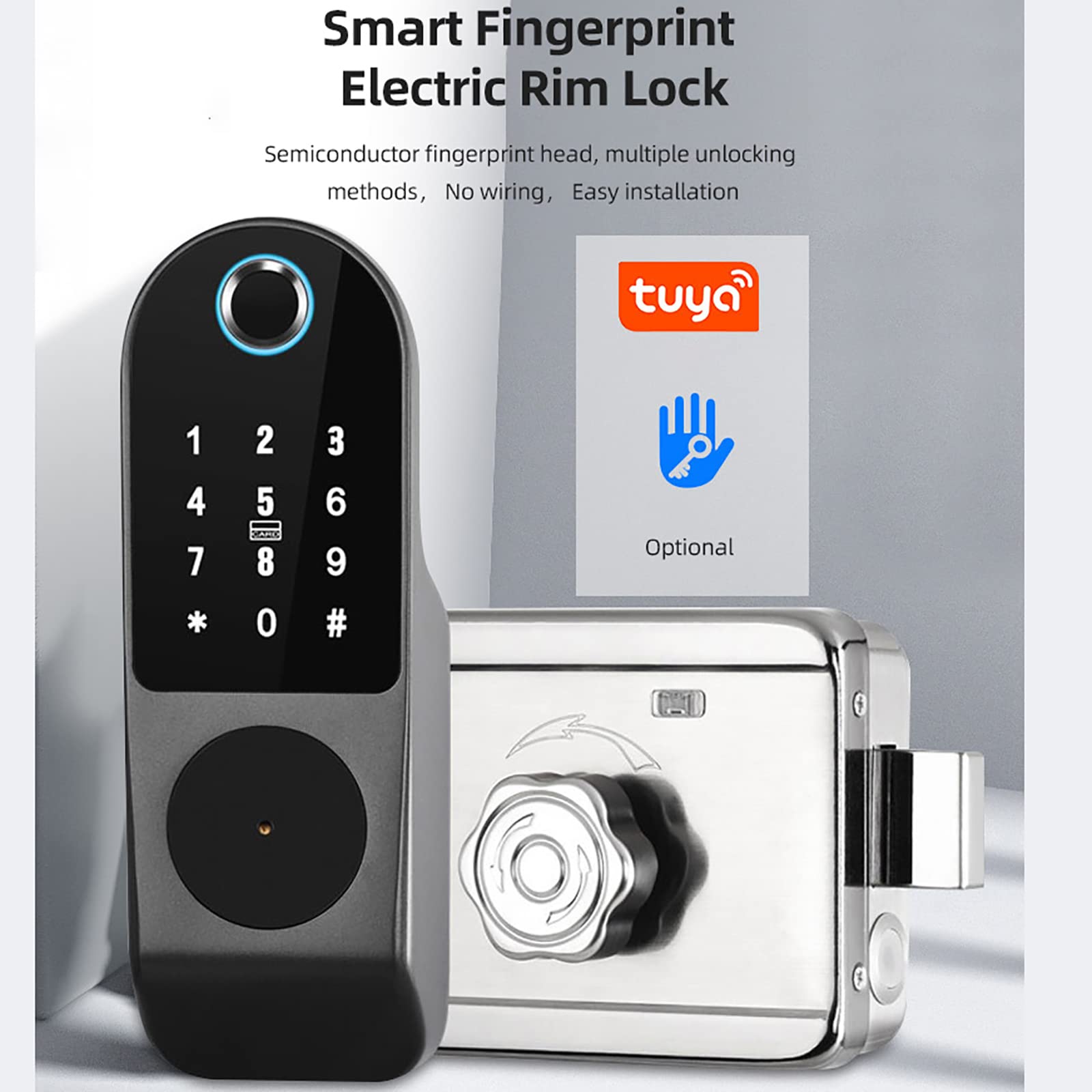 Elektroniczny zamek zasuwkowy bezkluczykowy z Bluetooth, czytnikiem linii papilarnych biometrycznych, klawiaturą cyfrową dotykową, sterowaniem aplikacją, drzwiami cyfrowymi