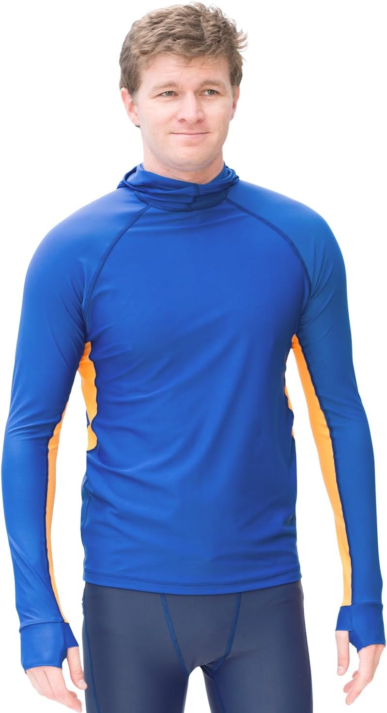 Tuga Men's Snorkel Hooded Rashguard, UPF 50+ Sun Protection Swim Shirt, USA Made