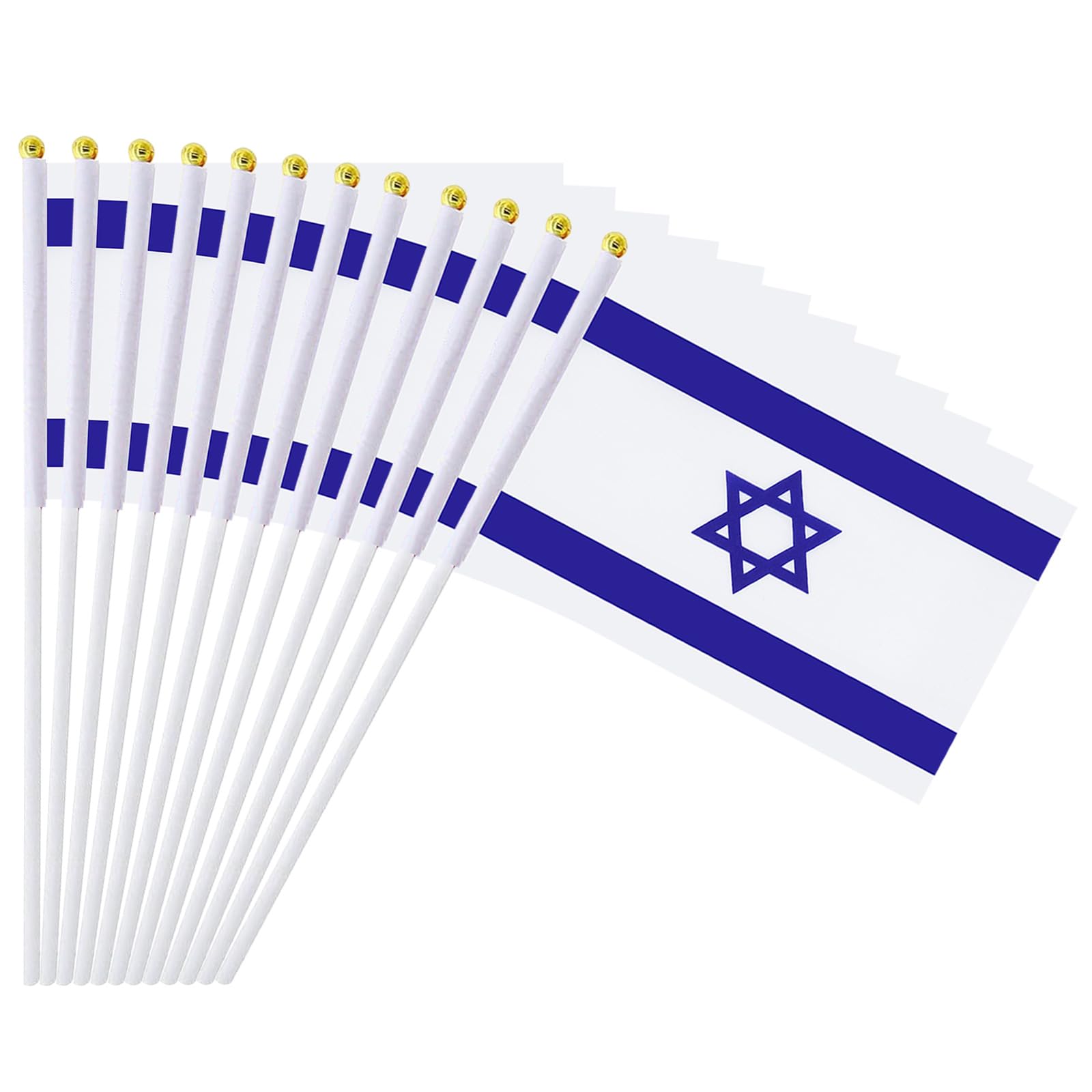 Mflagperft Israel Flag Israeli Small Stick Mini Hand Held Flags Decorations 1 Dozen (12 Pack) — image 1