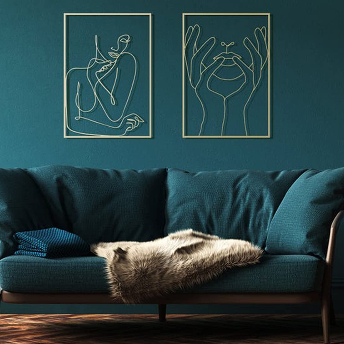 OADAA Gold Female Wall Decor Set, Feminine Line Art Acrylic Wall Decor, Minimalist Modern Abstract Female Body Wall Art Home Decor