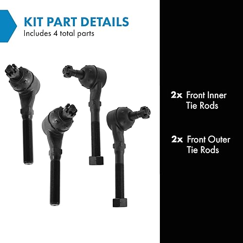 Vista 257 de TRQ - Juego de barras de acoplamiento delanteras interiores y exteriores